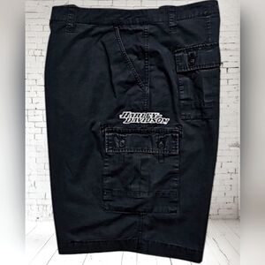 Harley Davidson Black Cargo Shorts. Men's Big & Tall Size: W44x10 1/2L.